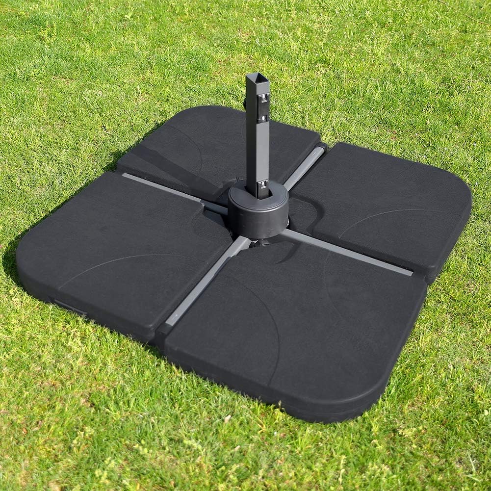Rose Garden Patio Umbrella Base Plate Set Umbrella Base Sand Filled Set Pack Of 4 Square Black Amazon Co Uk Garden Outdoors