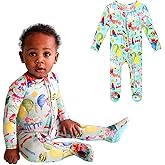 Posh Peanut Baby Boy Footie Pajamas - Soft Viscose Derived from Bamboo 2 Way Zipper Sleepers & Onesies with Non-SlipGrips for Newborns to Toddlers (Newborn) Happy Birthday