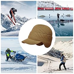 AkiiGer Men's Winter Hat with Brim, Warm Earflaps