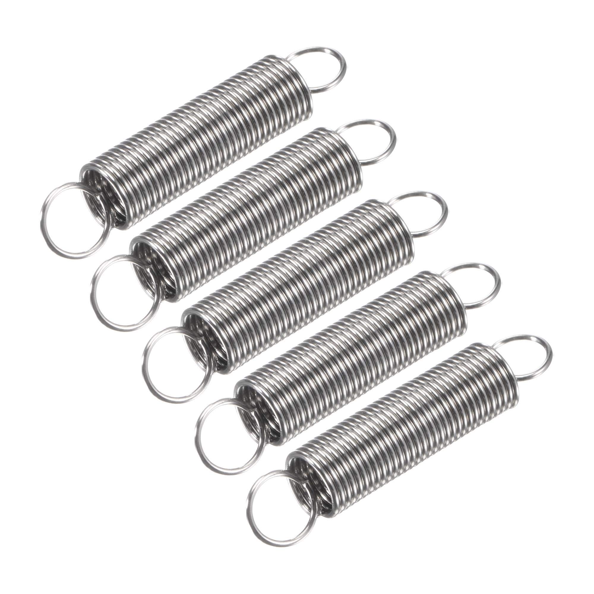 sourcing map Compression Spring,8mm OD,0.8mm Wire Size,51mm Extended Length,30mm Free Length,304 Stainless Steel,2.9Lbs Load Capacity,Silver, Pack of 5