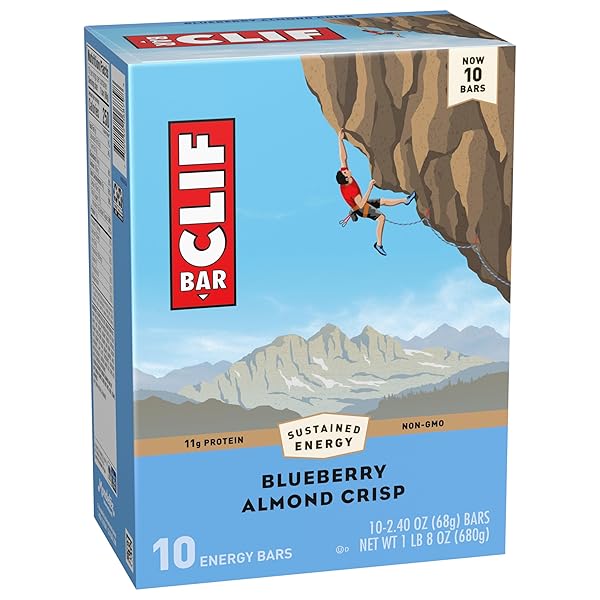 CLIF BAR – BLUEBERRY ALMOND CRISP – MADE WITH ORGANIC OATS – ENERGY BARS – NON-GMO – PLANT BASED PROTEIN BARS (10 PACK)