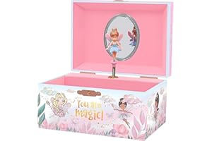 Giggle & Honey Musical Fairy Jewelry Box for Girls - Kids Music Box with Spinning Fairy and Mirror, Princess Birthday Gifts for Little Girls, Childrens Jewelry Boxes for Ages 3-10 - 6 x 4.7 x 3.5 in