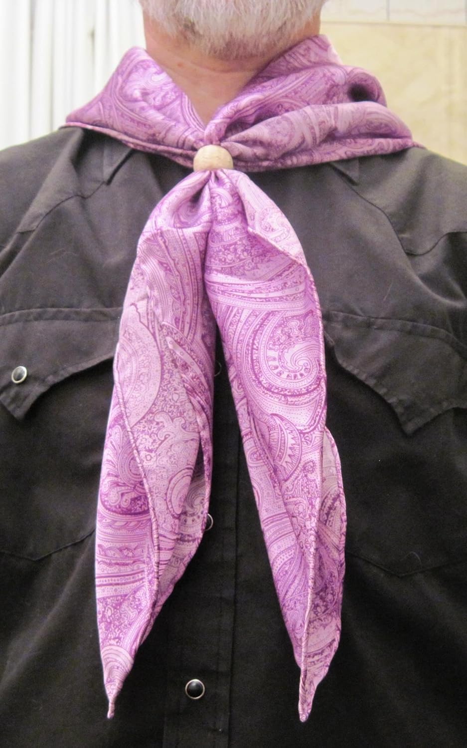 Wyoming Traders Men's Cowboy Buckaroo Square 100% Silk Wild Rag Scarf 34" Lilac: Clothing