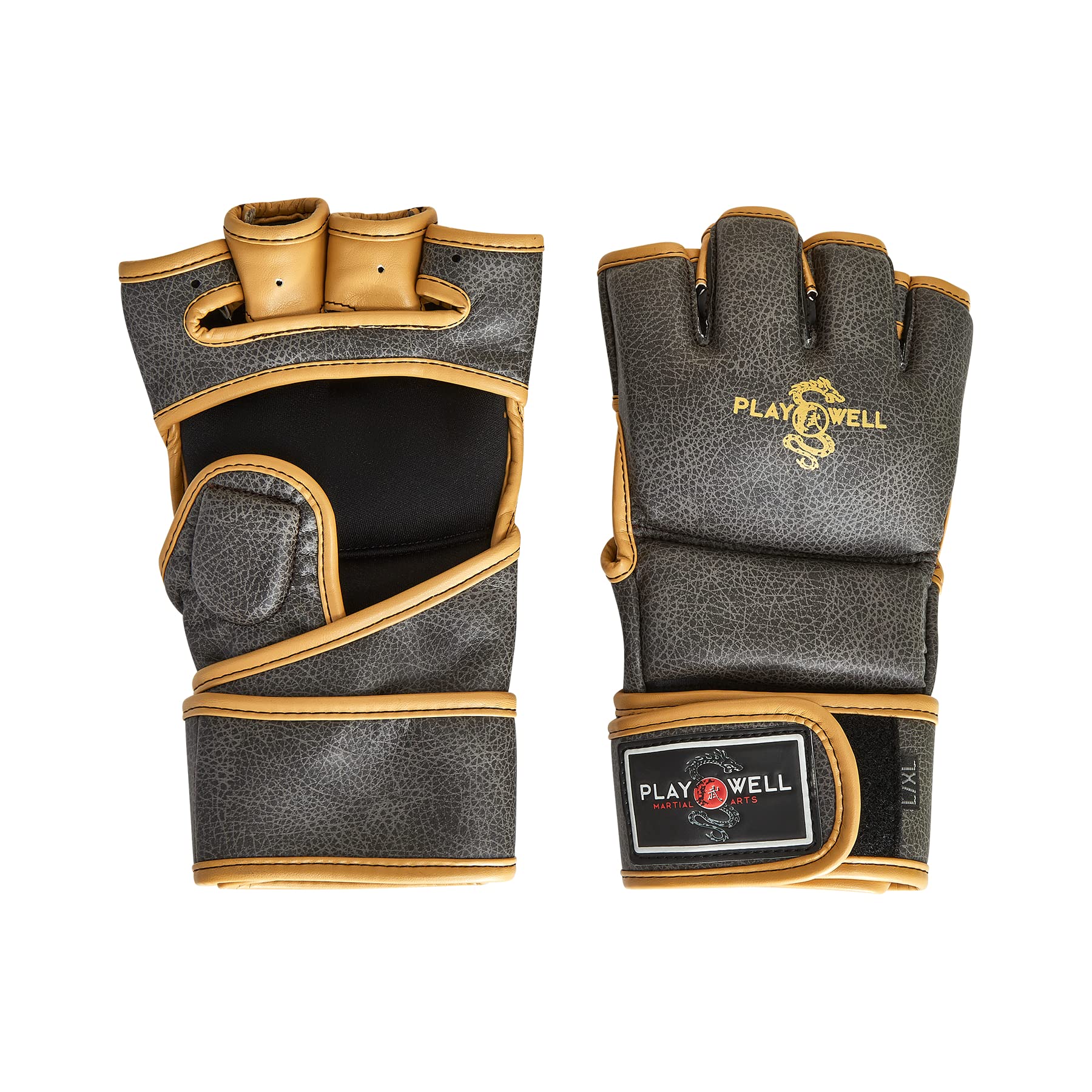 Playwell Premium Range: Vintage Series - Pro Series MMA Sparring & Grappling Fight Gloves - 4oz - PAIR (Small/Medium)