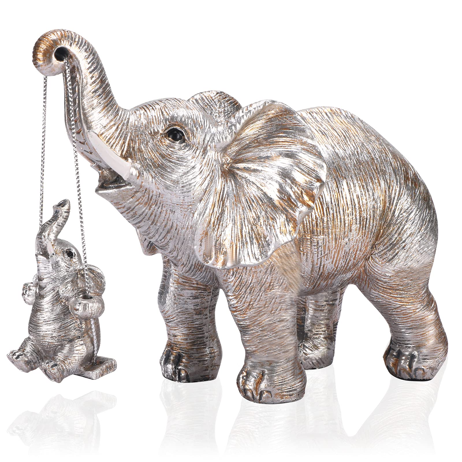 ZJ Whoest Elephant Statue. Elephant Decor Brings Good Luck, Health, Strength. Elephant Gifts for Women, Mom Gifts. Decorations Applicable Home, Office, Bookshelf TV Stand, Shelf, Living Room - Silver