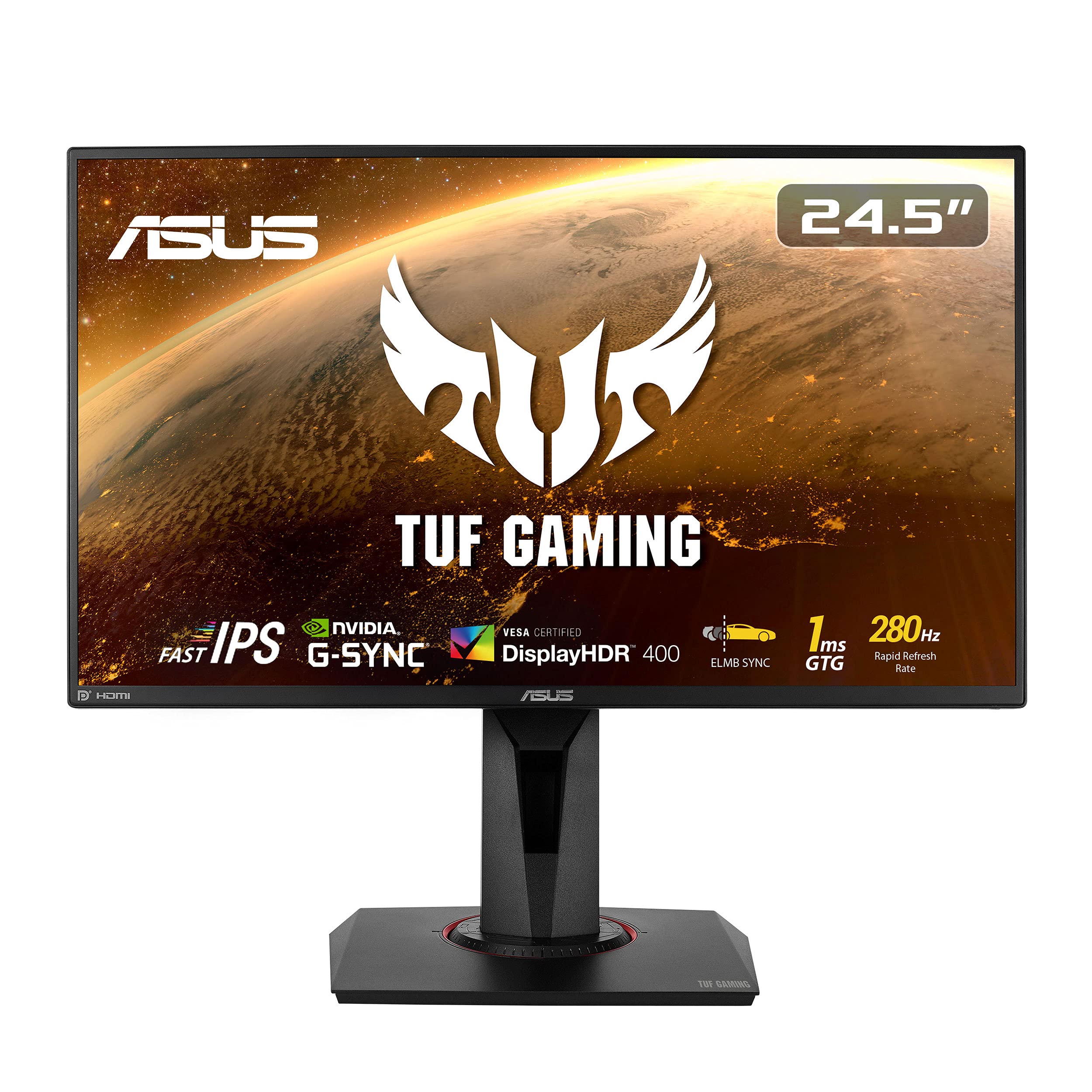 ASUS ゲーミングモニター TUF Gaming VG259QM 24.5インチ/280Hz/フルHD/IPS/1ms/HDR/HDMI×2 DP/G-SYNC Compatible/ELMB/スピーカー/国内正規品商品画像