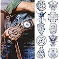 CUTELIILI 10 Pcs Celtic Viking Tattoos Nordic Viking Tattoo for the Back of Hands and Forearms, Cool Bule Tribal Face Tattoo Viking Feast Men Long Lasting