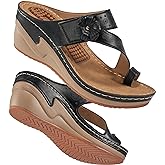 Womens Sandals Wedge 2026: All-Day Comfort Orthopedic Wedges Flip Flops Casual Walking Shoes with Adjustable for Summer Dressy