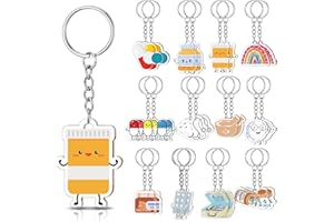Equsion 24 Pcs Pharmacist Keychain Christmas Gifts Bulk Pharmacy Technician Accessories Pharmacist Xmas Gifts Acrylic Pills Medicine Keychains Pharmacy Week Appreciation Ideal Party Favor for Women