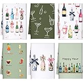 Hahafelt 6 Pcs Bar Cart Kitchen Towels Hostess Gifts for Champagne Cheers Decorative Hand Towels for Champagne Lover Gifts Tea Cloths Bar Decor 24 x 16''