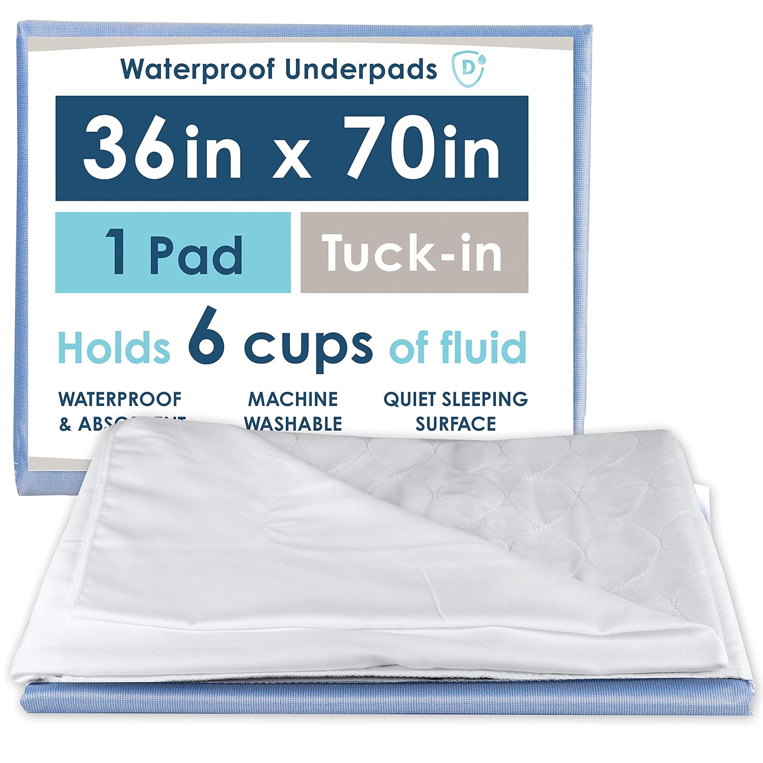 Washable Quilted Bed Pad for Incontinence, Extra Large 8 x 8 Inches with  Tuck-in Tails - Breathable...