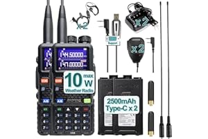 BAOFENG Radio 5RM 10W Walkie Talkies Long Range NOAA Weather Radio Handheld Emergency Two Way Radio 999CH with 2500mAh Type-C
