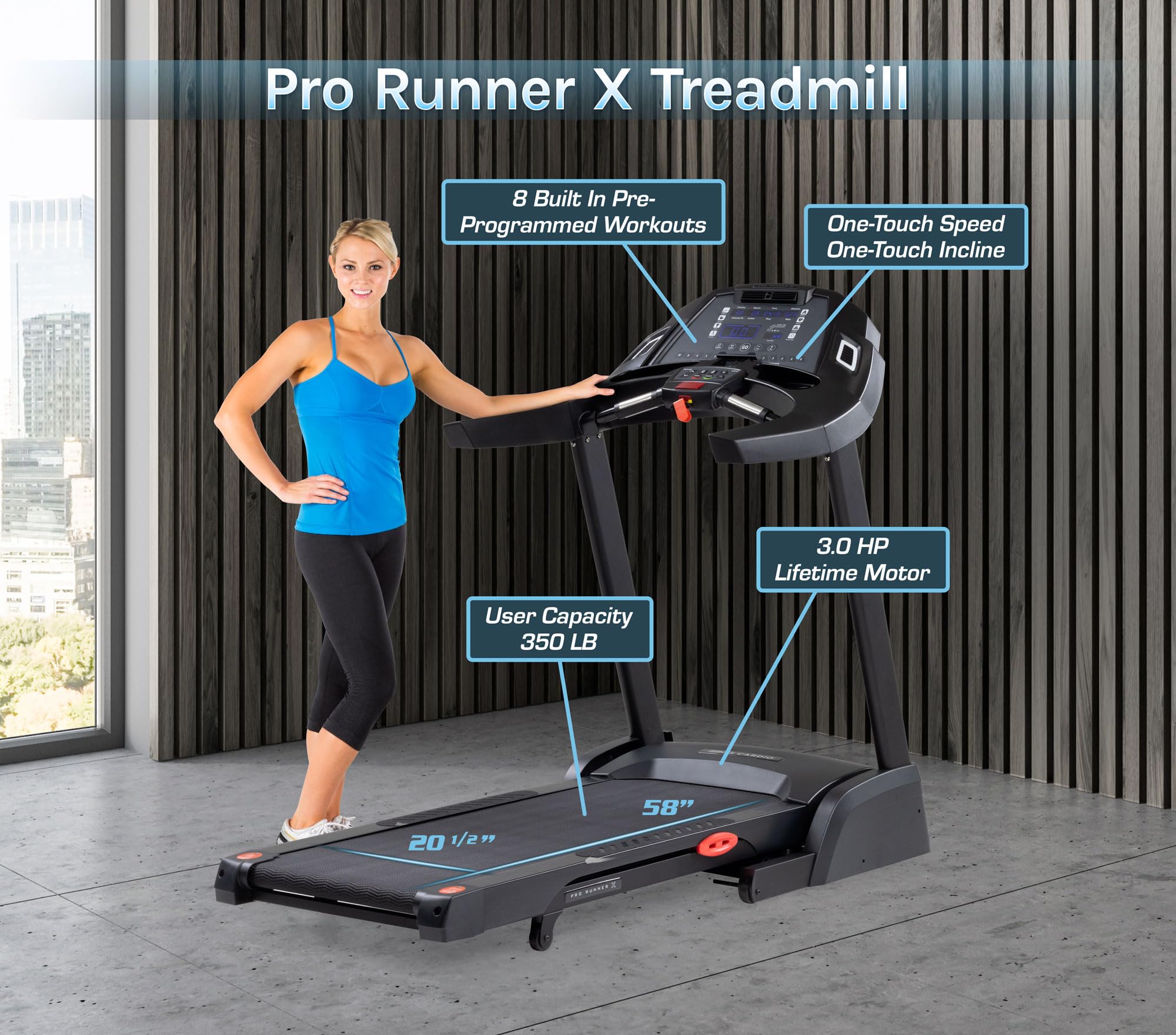 3G Cardio Pro Runner X Treadmill - Heavy Duty Home Construction - FreeSync FTMS Bluetooth Connectivity - Low 6.5