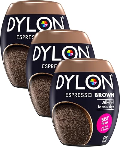 Dylon Washing Machine Fabric Dye Pod Espresso Brown 350g Pack of 3