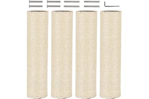 VCEPJH Cat Scratching Post Replacement 4 Pcs 12in Cat Tree & Tower Scratch Pole Refill Parts with M8 Screws Sisal Rope Cat Furniture Protector for Indoor Kittens Tree Tower (White)