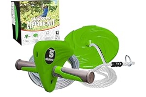 Slackers Falcon Flyer Zipline Kit Backyard, Green, 40'