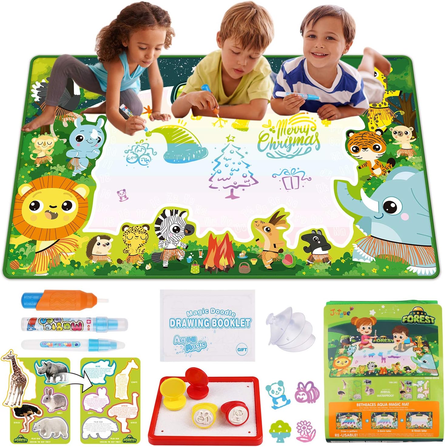 JVIGUE Water Doodle Mat - Large Magic Doodle Board Kids Toys Coloring Painting Educational Drawing Mats Xmas Gift for…