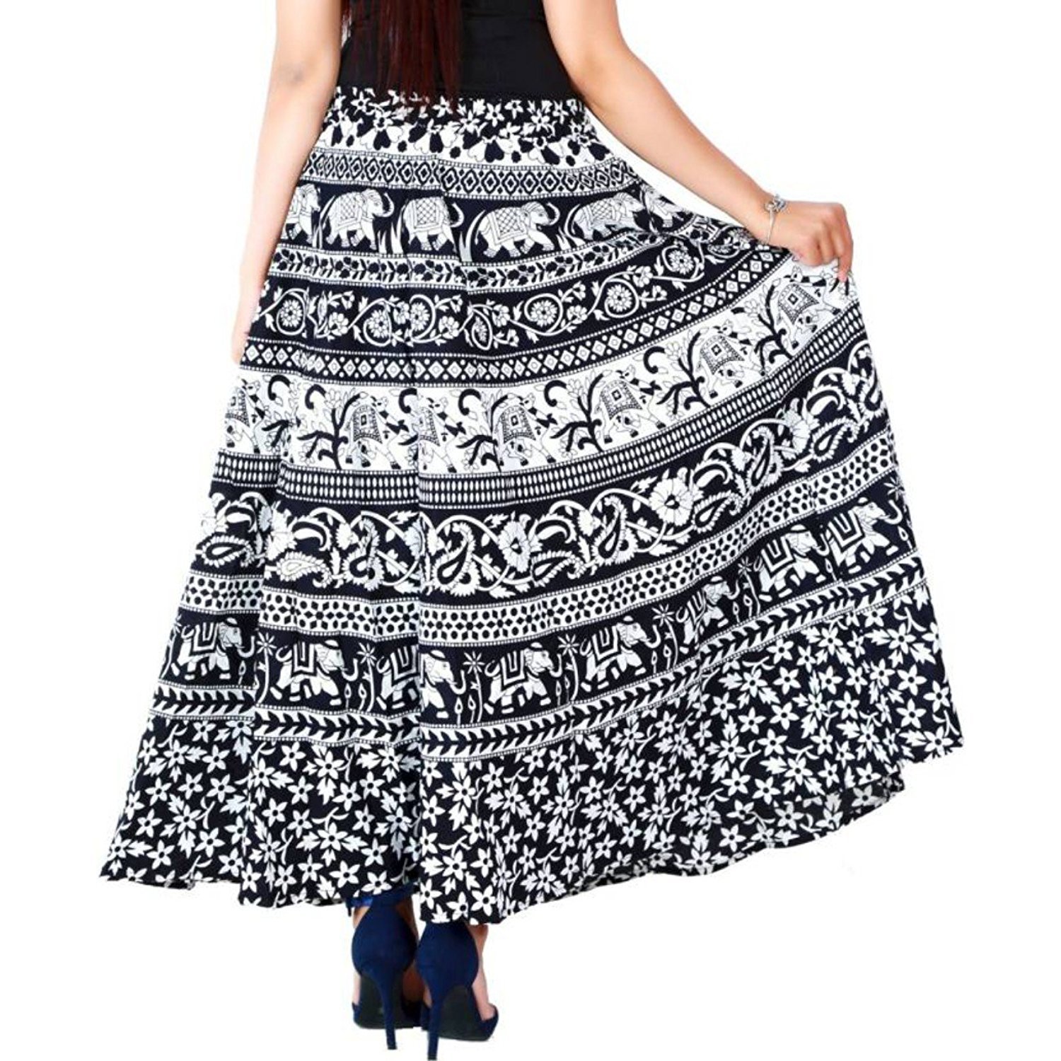modern kart women's 100% pure cotton wrap around skirt with elegant print.