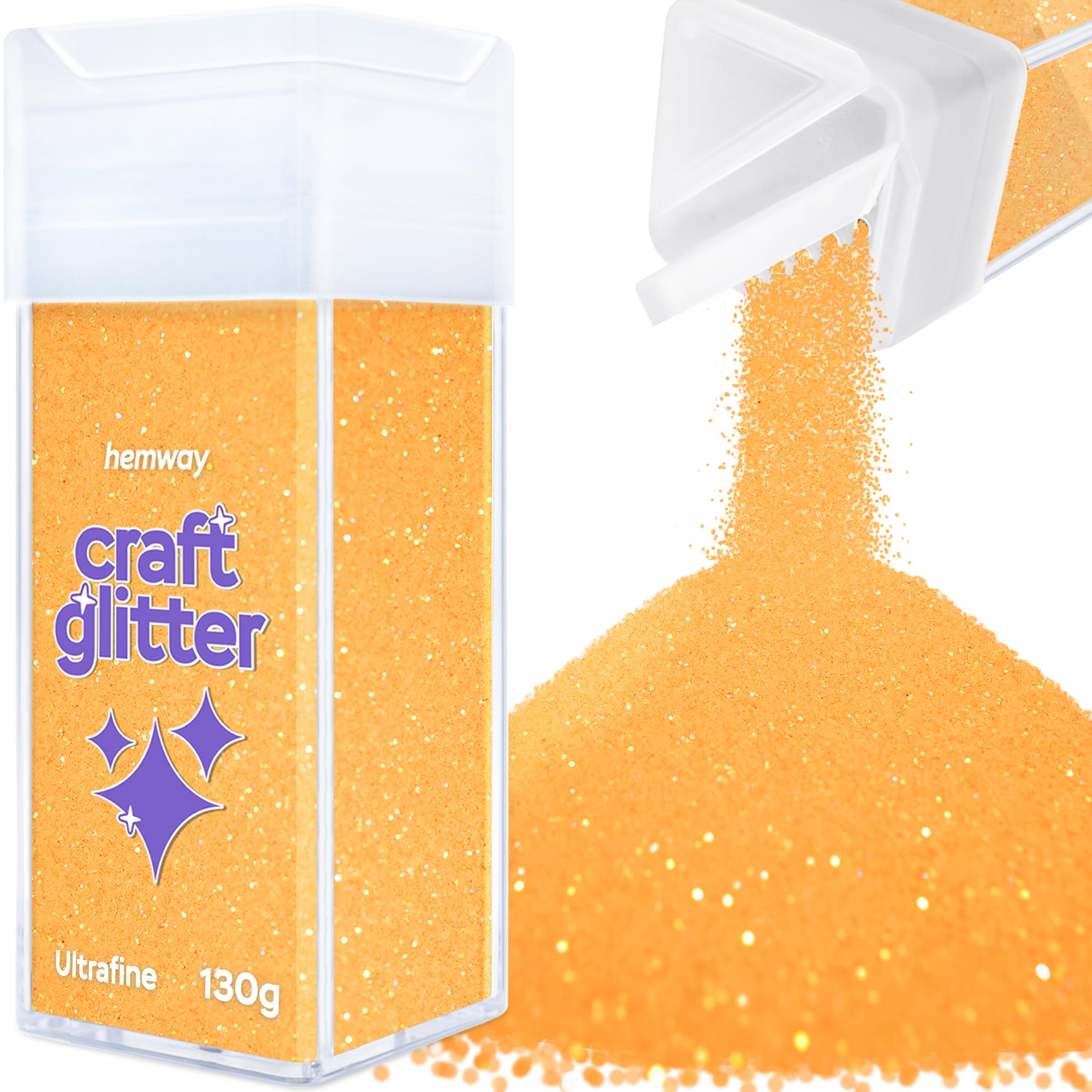 Hemway Glitter Shaker Fluorescent Orange 110g Ultrafine, Craft Glitter Shaker for Resin & Epoxy Crafts, Christmas Art Supplies, Nail, Body, Face, Eye, Festival, Crafting, Slime, Sparkle — image 1