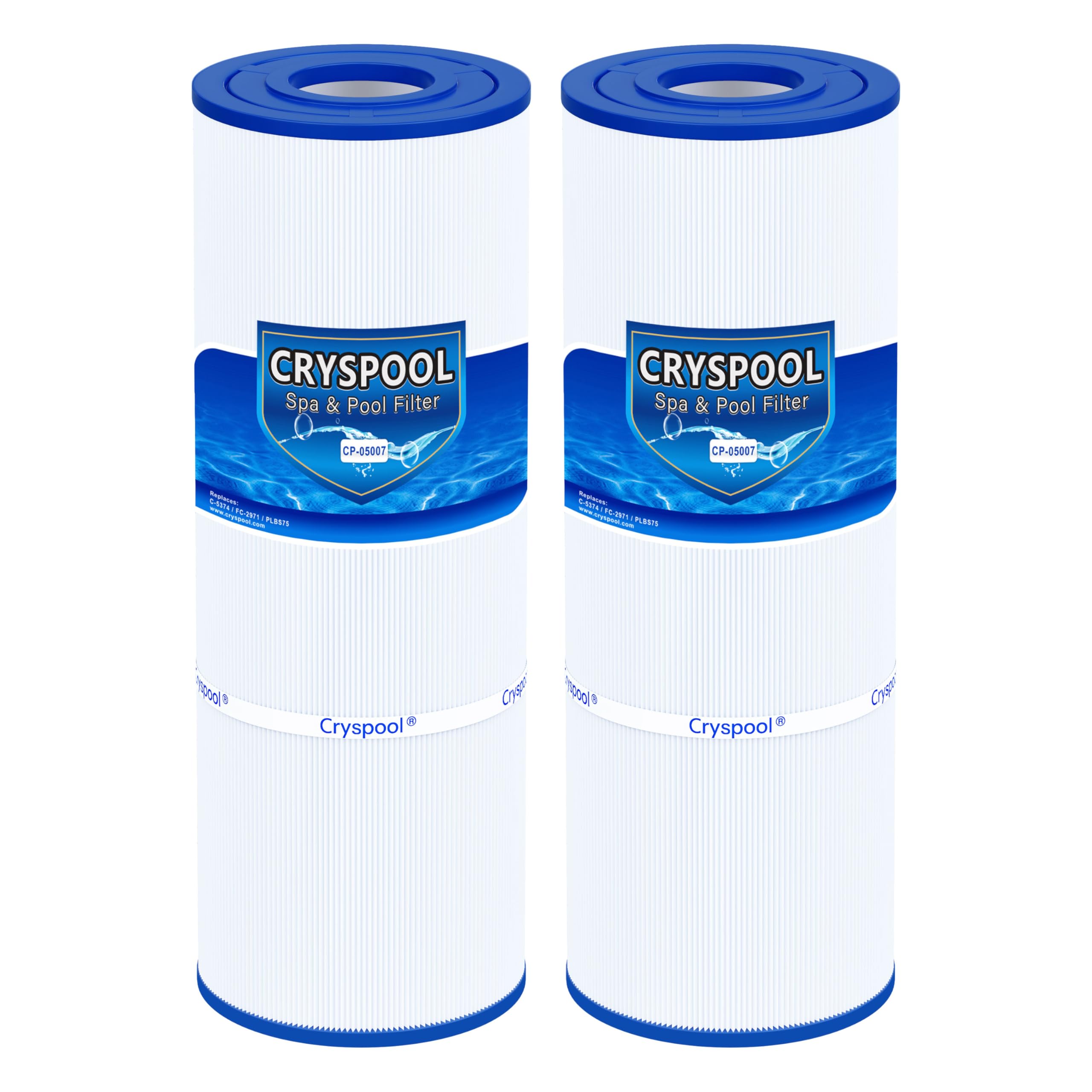 Photo 1 of Cryspool® 05007 Filter Compatible with C-5374, PLBS75, R173600, 303433, 107092, 817-0015, S2/G2 Spa 75 Square Foot, FC-2971, 75 Sq. Ft Spa Filter Cartridge, 2 Pack