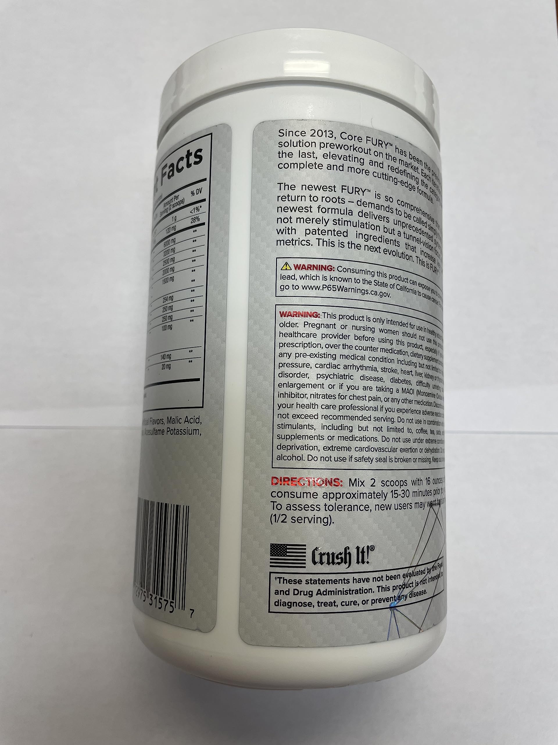 Core Nutritionals Fury Platinum Pre Workout Intensifier with 375mg Caffeine, 5G Creatine Monohydrate, 6G L-Citruline for Maximum Pump, Power, Focus and Energy, 20 Servings (Raspberry Chews)