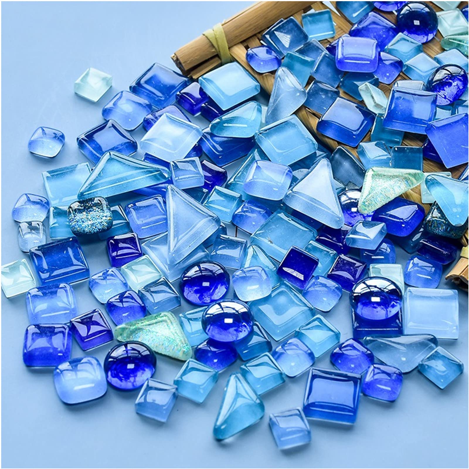 BTMIEY 200g Mixed Color Crystal Mosaic Tiles, Tiny Mini Mosaic Tile DIY Hobbies Children Handmade Crystal Craft for Craft Bathroom Kitchen Home Decoration DIY Art Projects (Blue Series)