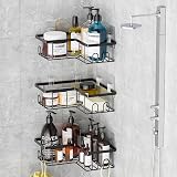 UUlioyer Corner Shower Caddy 3-Pack Black Rustproof No-Drill Shelf view 7