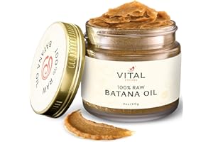 Vital Strands 100% Organic Raw Batana Oil for Hair Growth – Strengthens Hair, Reduces Breakage, Enhances Shine – Pure, Non-Greasy – No Silicones, Sulfates, or Parabens – All Hair Types – 2oz Glass Jar