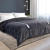 Electric Blanket King Size - Heated Blanket with Dual Control, 5 Heating Levels, 10 Hrs Auto Off, Soft Fleece Sherpa Flannel Warming Blanket for Bed, Machine Washable, 90×100", Grey