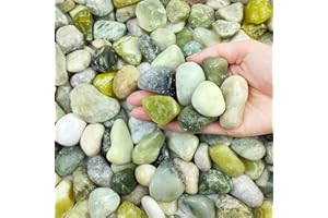 FANTIAN 5 lbs Green River Rocks for Plants, 1-2 Inch Polished Jade Pebbles for Indoor Plants, Decorative Rocks for Succulent, Landscaping, Vases, Yard and Garden