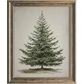 Vintage Christmas Tree Print, Rustic Winter Tree Art, 8x10 inch Unframed