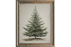 HANDMADE Vintage Christmas Tree Print, Rustic Winter Tree Art, 8x10 inch Unframed