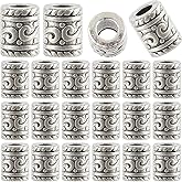 SOFPLATE 1 Box 100Pcs 7mm Tube Spacer Beads Alloy Large Hole Column Bead Bulk Tibetan Antique Silver Metal Curved Hollow Bracelet Loose Charms Spacers for Jewelry Making Necklace Bracelet DIY Crafts