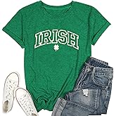 St Patrick's Day Shirt Women: Funny Lucky Irish Shamrock Paddy's Day T-Shirt Casual Crewneck Short Sleeve