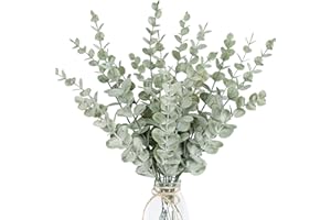Tiyard 18pcs Eucalyptus Stems Artificial Eucalyptus Leaves Stems Artificial Fake Flowers for Home Office Flowers Bouquet Cent