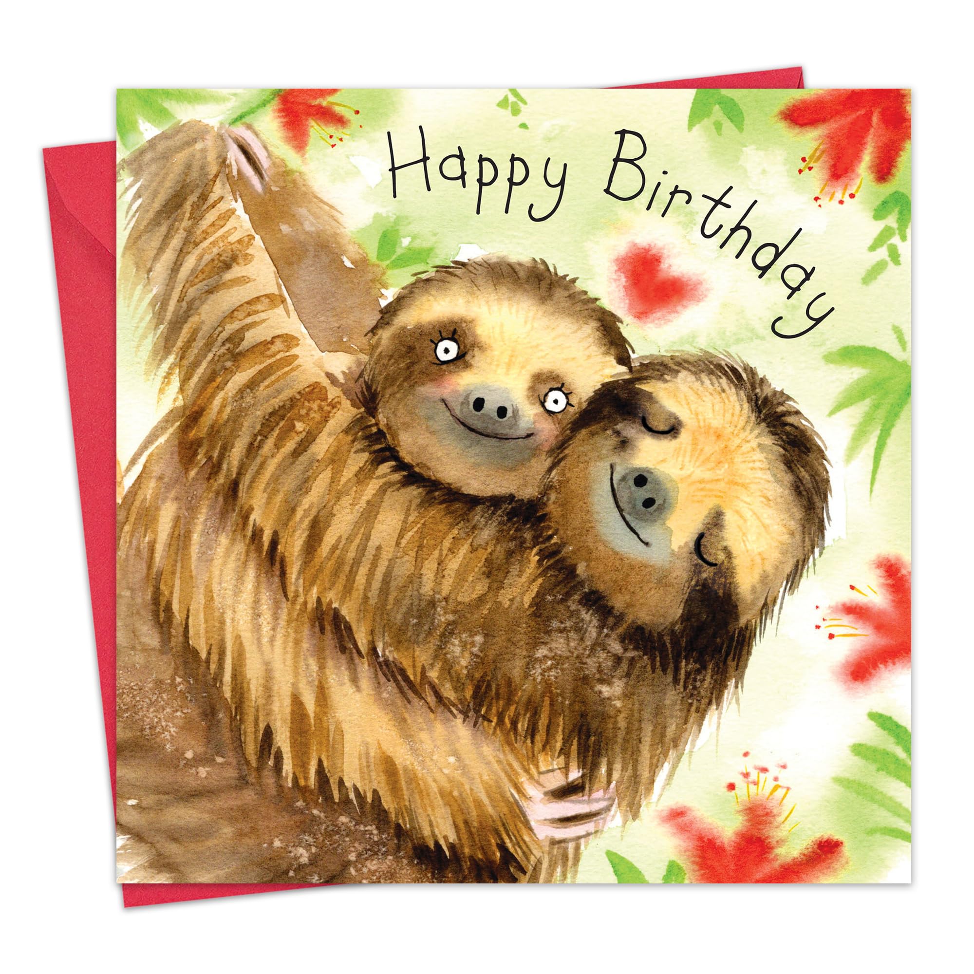 Twizler Happy Birthday Card with Cute Sloths – Cute Birthday Card – Girls Birthday Card – Boys Birthday Card – Birthday Card For Her – Birthday Card For Him – Childrens Birthday Card