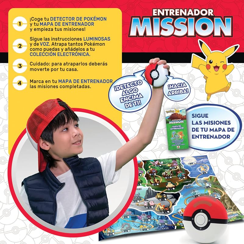 Erase - jogo de tabuleiro interativo pokémon mission, torne-se um treinador pokémon e pegue todos eles. jogo de treinador, aprenda curiosidades sobre seu pokémon favorito (19442)