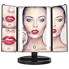 BESTOPE Makeup Vanity Mirror with 24 LED Lights, 3X/2X Magnifying Led Makeup Mirror,15 inch Larger Touch Screen,Battery and USB Powered,180° Adjustable Rotation,Countertop Cosmetic Mirror