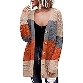Zeagoo Womens 2026 Long Sleeve Chunky Cable Knit Fall Cardigans Sweaters Button Down Open Front Outerwear with Pockets
