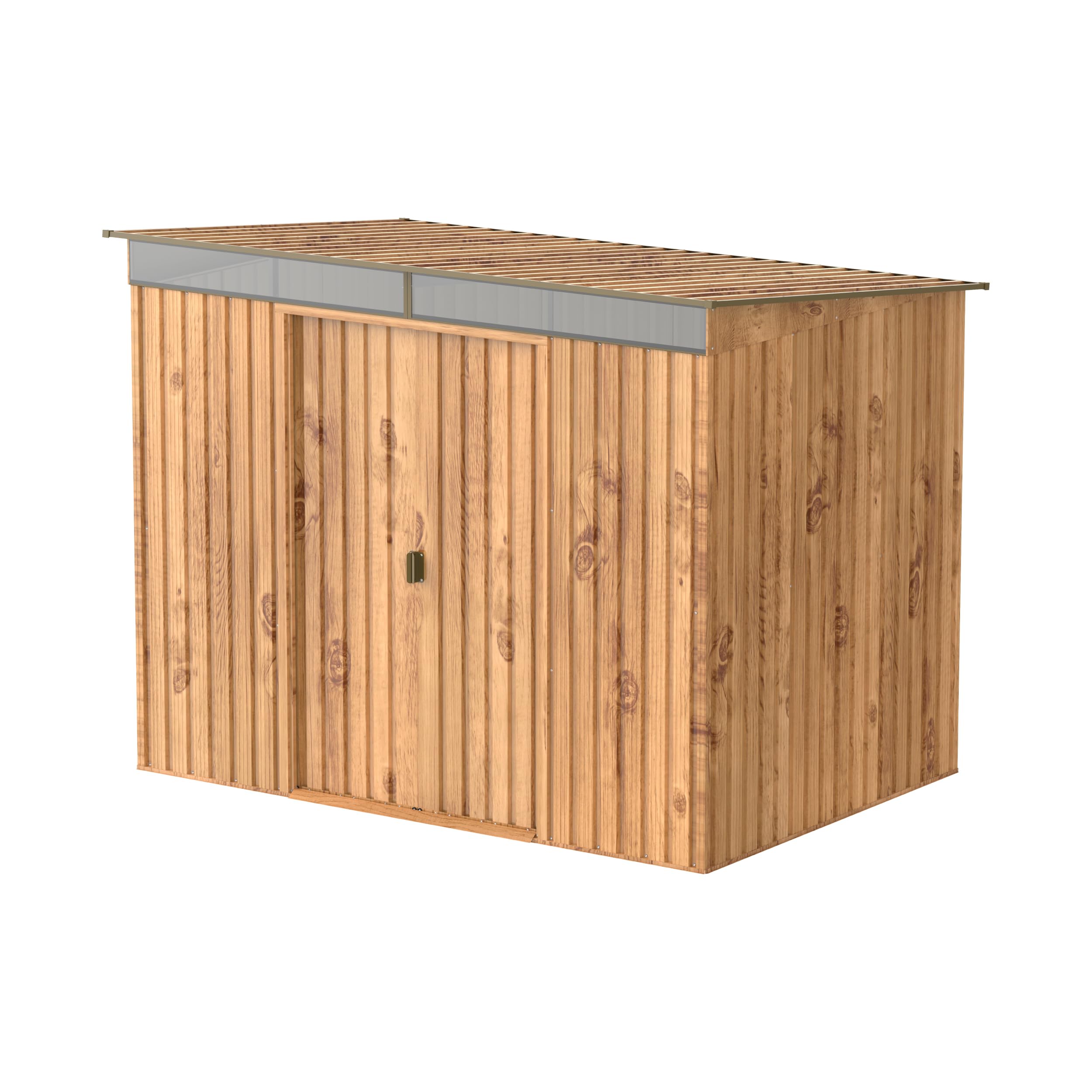 Duramax TOP Pent Roof Skylight 8 x 6 (4.86 m2) Metal Garden Shed, Made of Hot-Dipped Galvanized Steel, Strong Reinforced Roof Structure, Built-in skylight for sunlight, Metal Storage Shed, Woodgrain