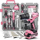 Hi-Spec Cordless Drill Tool Set: Pink Power Drill for Women used for DIY, Building and Fixing Tasks Easy to use All In One Set in Pink Color Stored in a Case 81 Pieces