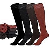 YKYUASD 4 Pairs Women's Winter Warm Knee High Socks Extra Cotton Thermal Boot Stockings for Ski Cold Weather