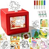 AI Voice Sticker Maker, Mini Inkless Thermal Printer, Portable Sticker Printer Machine Box for DIY Crafts, Journaling &amp; Doodles, 3 Paper Rolls and 5 Coloring Markers