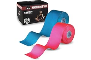 Effekt Manufaktur Kinesiology Tape Waterproof (16 ft x 2 in), 2 Rolls - Elastic Physio Tape for Muscle Support and Injury Recovery, Medical Tape, Kinetic Tape, Durable Kinesthetic Tape (Blue + Pink)
