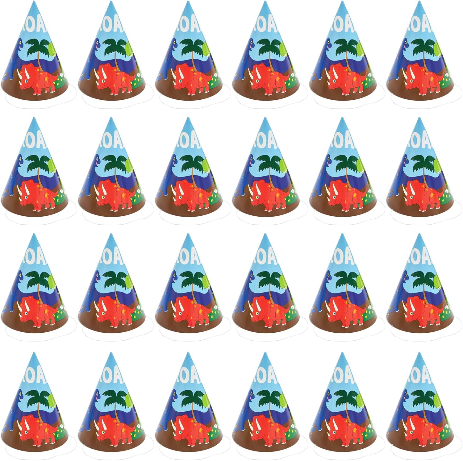 Dinosaur Birthday Party Cone Hats (5 x 7 in, 24 Pack) Blue: Clothing