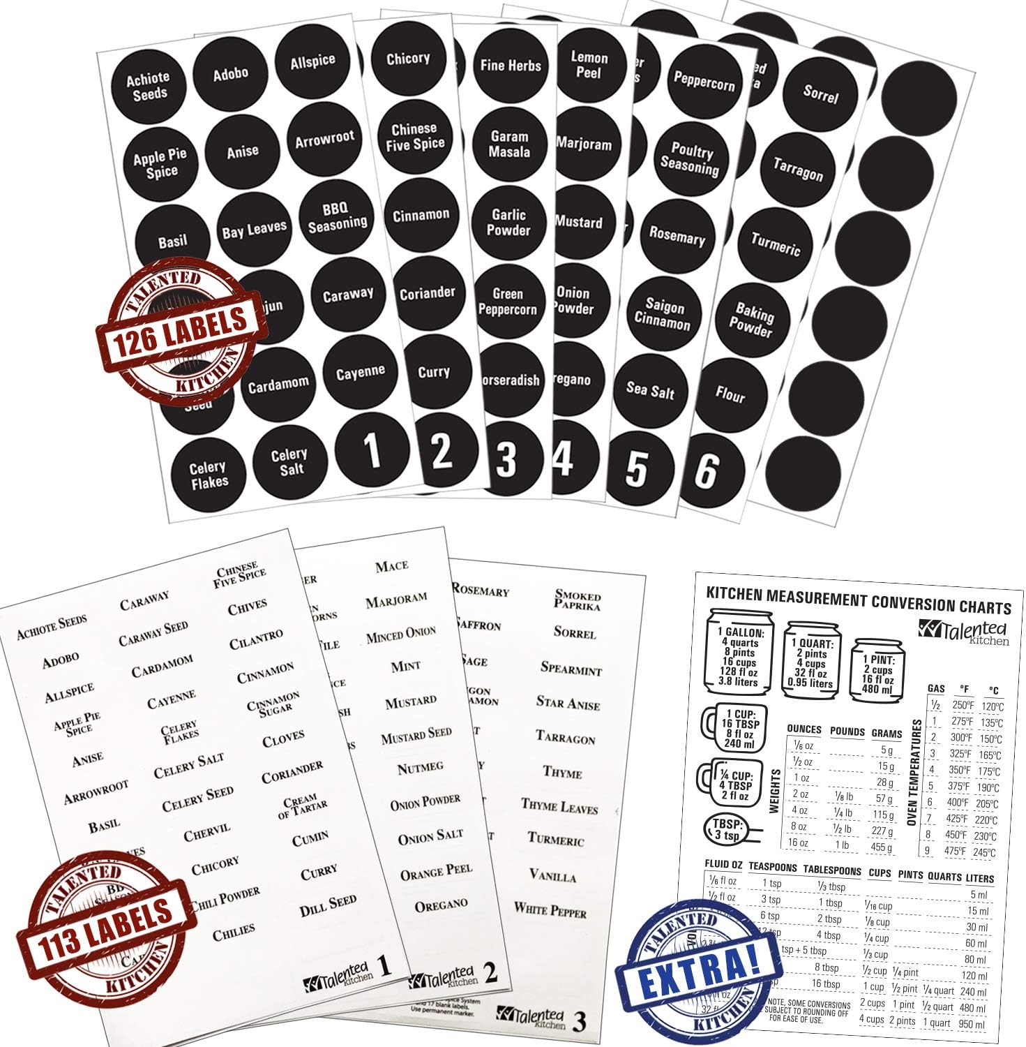 4 Spice Racks with 24 Glass Spice Jar & 2 Types of Printed Spice Labels by Talented Kitchen. Complete Set: 4 Wall Mount Stainless Steel Racks, 24 Square Empty Glass Jars 4oz, Chalkboard & Clear Label: Home Improvement