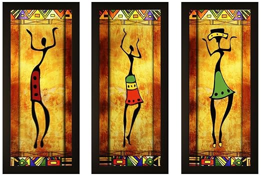 SAF Modern Art Framed Painting (Wood, 15 x 3 x 38 cm, Set of 3) for Home Decor