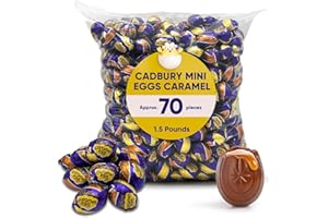 CHAIN & JO SWEETS Cadbury Mini Eggs Caramel 1.5LB Approx 70 Mini Chocolate Candy Eggs - Cadbury Chocolate caramel Mini Eggs Easter Candy - Bulk Candy Individually Wrapped Ideal for Easter Basket, Candy buffet & Candy Dish - Snacks For Adults & Kids - Cadbury Chocolate Caramel Easter Candy