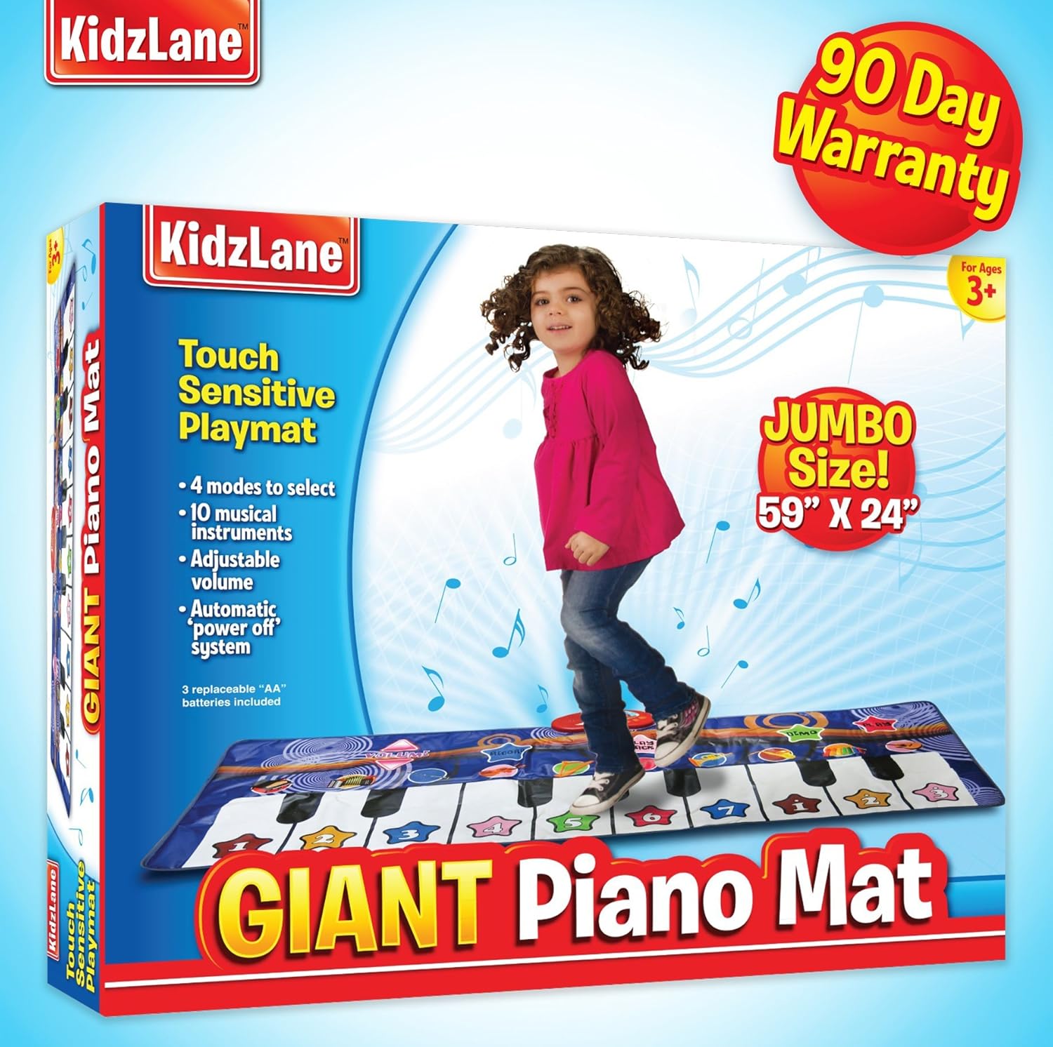 Kidzlane Durable Piano Mat, 10 Selectable Sounds, Play and Record, for Kids 2 to 5, Dance and Learn: Toys & Games
