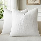 a moment Christmas White Chenille Throw Pillow Covers 22x22 Inch Pack of 2 Modern Decorative Throw Pillow Covers Farmhouse Cross Covers Home Decor for Sofa Bedroom Living Room